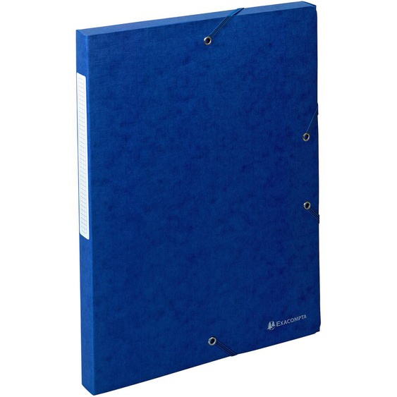 Exacompta Boîte de classement A4 Exabox Scotten - Carte lustrée gauffrée 7/10E - Dos 2,5 cm - Bleu