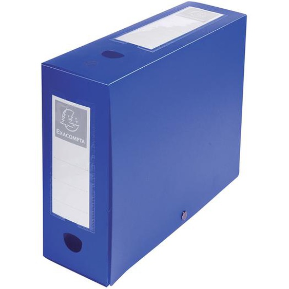 Exacompta Boîte de classement A4 Fermeture pression - Polypropylène 7/10E - Dos 10 cm - Bleu - Lot de 10