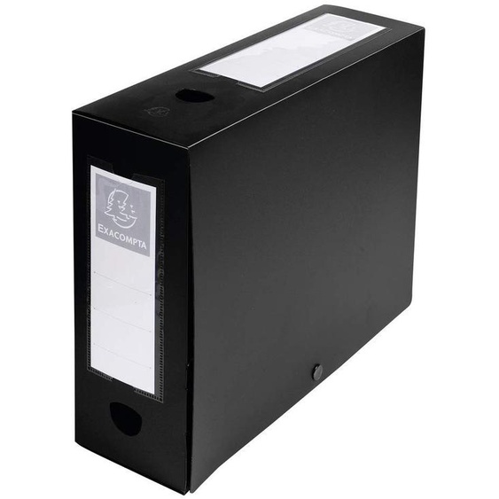 Exacompta Boîte de classement A4 Fermeture pression - Polypropylène 7/10E - Dos 10 cm - Noir - Lot de 10