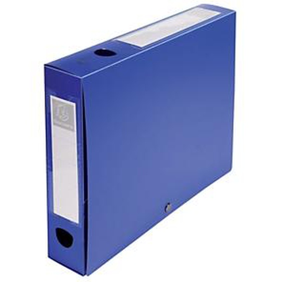 Exacompta Boîte de classement A4 Fermeture pression - Polypropylène 7/10E - Dos 6 cm - Bleu - Lot de 10