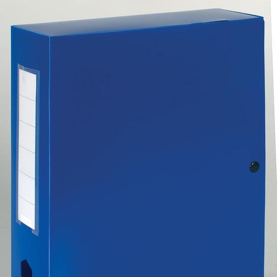 Exacompta Boîte de classement A4 Fermeture pression - Polypropylène 7/10E - Dos 8 cm - Bleu - Lot de 10