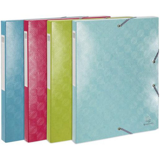 EXACOMPTA Boite de classement carte lustrée gaufrée pelliculée 1928 - dos de 25mm - A4 - Couleurs assorties