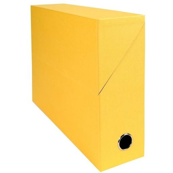 Exacompta Boîte de classement en toile cartonnée - Dos 9 cm - Jaune - Lot de 5