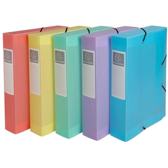 EXACOMPTA Boite de classement Exabox Dos 60mm Polypropylène 7/10e Chromaline pastel - A4 - Couleurs assorties