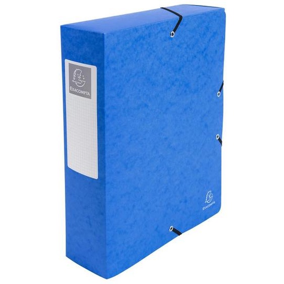 EXACOMPTA Boite de classement Exabox Dos 80mm Carte lustrée - A4 - Bleu