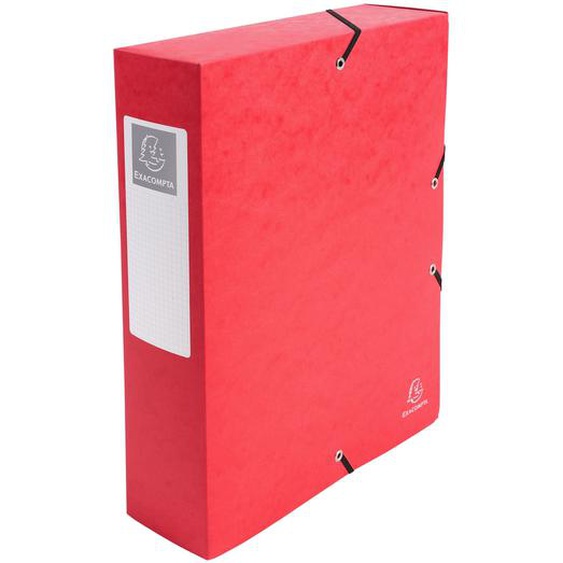 EXACOMPTA Boite de classement Exabox Dos 80mm Carte lustrée - A4 - Rouge