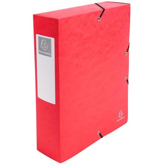 EXACOMPTA Boite de classement Exabox Dos 80mm Carte lustrée - A4 - Rouge