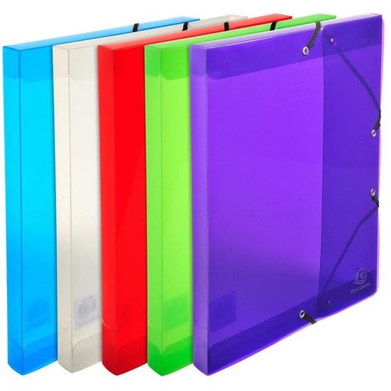 EXACOMPTA Boite de classement Exabox en polypropylène - dos 25mm - Crystal Colours - A4 - Couleurs assorties