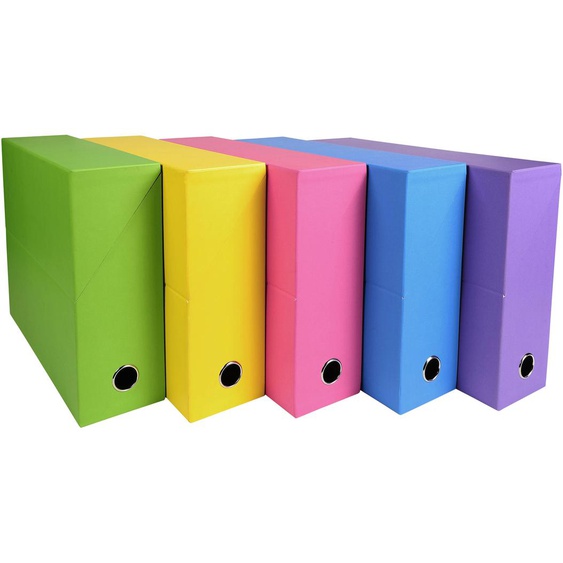 Exacompta Boîte de classement Salsa en papier cartonné - Dos 9 cm - Assorties - Lot de 5