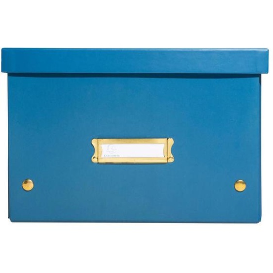 EXACOMPTA Boîte de rangement à plat carton 27x36x19cm Néo Déco - Bleu de France