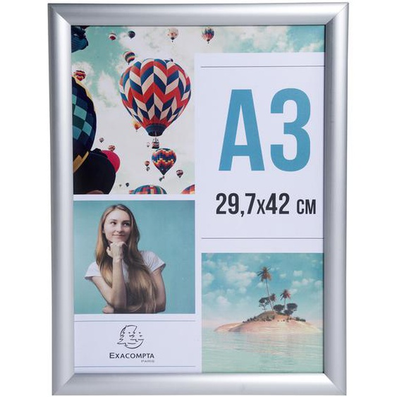 Exacompta Cadre photo mural A3 Cristal - Aluminium
