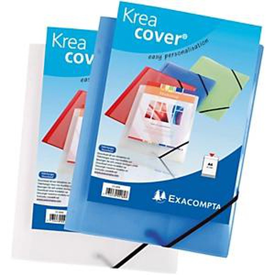 Exacompta KreaCover - Chemise à 3 rabats dos 15 mm personnalisable à élastique Blanc opaque - Lot de 25