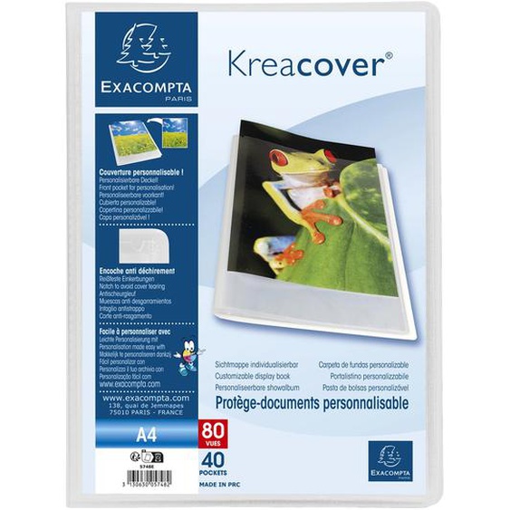 EXACOMPTA Protège-documents en polypropylène semi rigide Kreacover® Chromaline 80 vues - A4 - Incolore