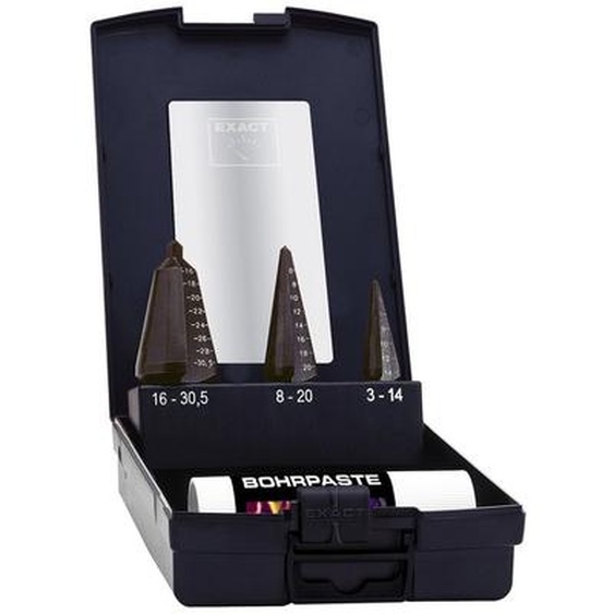 Exact 3 pcs. HSS Jeu de forets à peler la tôle 3 - 30,5 mm - HSS Perceuses à tôle en acier