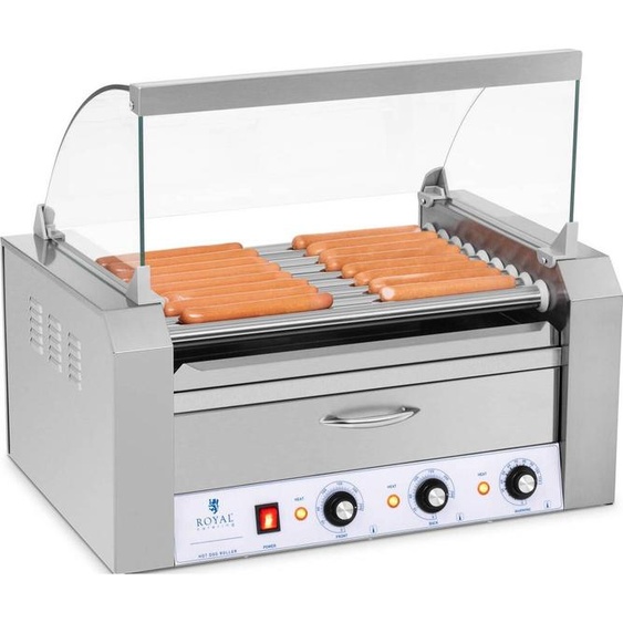 Expondo Royal Catering Gril à hot-dogs - 9 rouleaux - Tiroir chauffant - Acier inoxydable