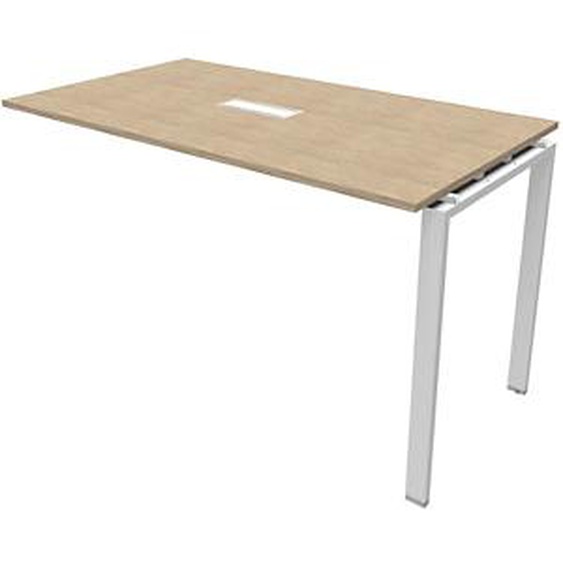 Extension de table haute réunion Visio L.180 cm x H.105 cm - Plateau Chêne  Pieds métal Blanc