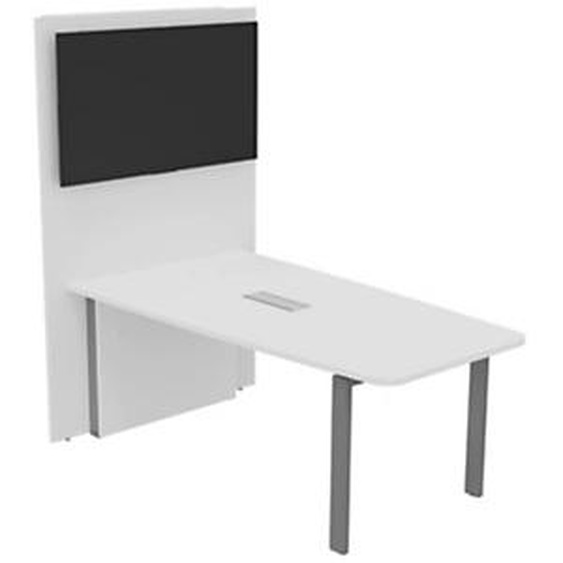 Extension de table haute réunion Visio L.180 cm x H.105 cm - Plateau et Pieds métal Blanc