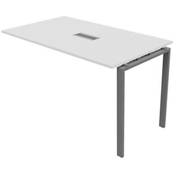 Extension de table réunion Visio L.180 cm x H.105 cm - Plateau Blanc Pieds métal Alu