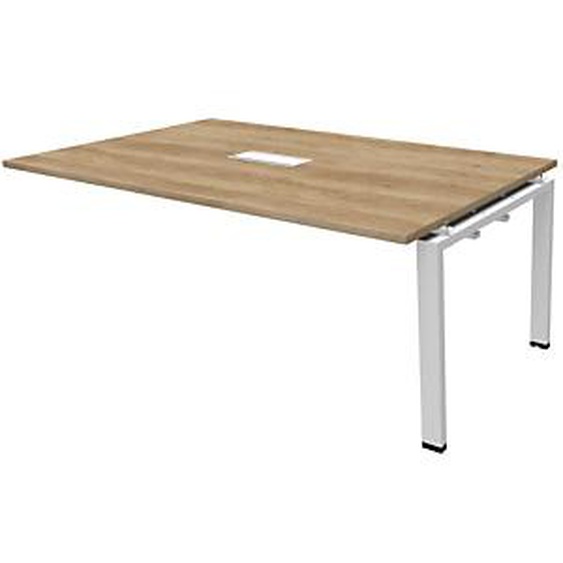 Extension de table réunion Visio L.180 cm x H.72 cm - Plateau Chêne Nebraska Pieds métal Blanc