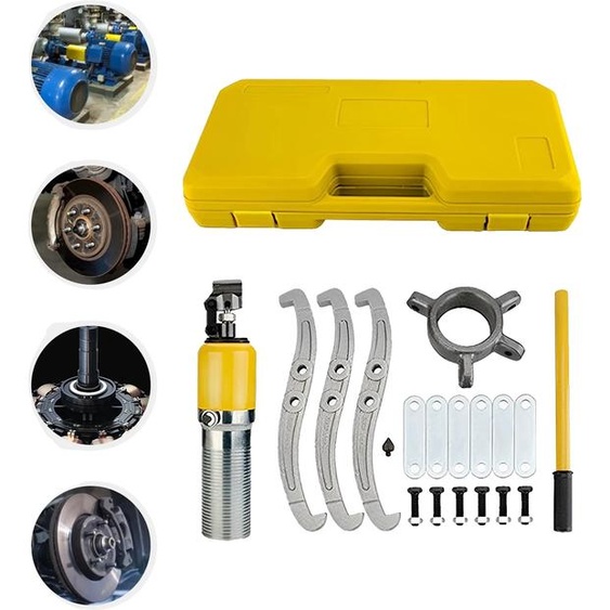 extracteur hydraulique 20T, conception à trois griffes, construction robuste en fonte, jaune
