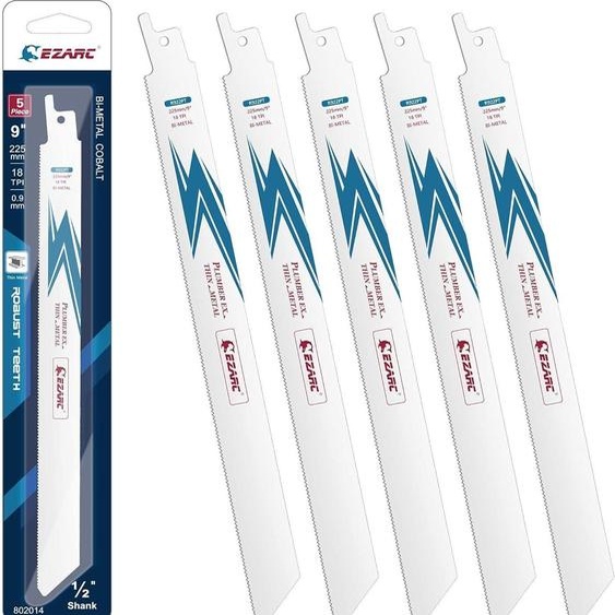 EZARC Lames de scie sabre bi-métal 225mm 18TPI (5 pièces) Coupe du métal