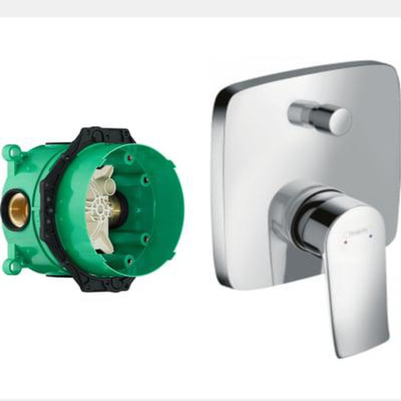 Façade Metris pour mitigeur bain douche encastré Chromé avec corps encastré