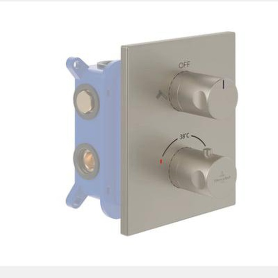 Façade thermostatique 2 voies  Universal rectangle Brushed Nickel Matt + corps encastré