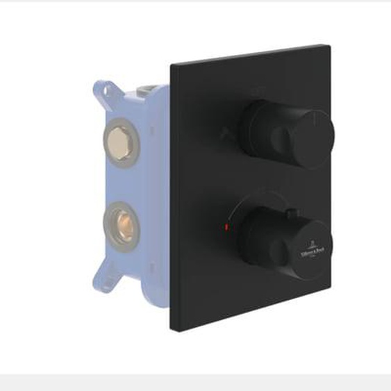 Façade thermostatique 2 voies  Universal rectangle Noir mat + corps encastré