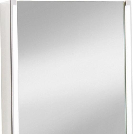 FACKELMANN Armoire de toilette LED-LINE / Armoire de salle de bain avec Soft-Close / Dimensions (L x H x P) : env. 42,5 x 67 x 16,5 cm / Armoire avec miroir et LED- / 1 porte / Charnières au choix / Corps : blanc