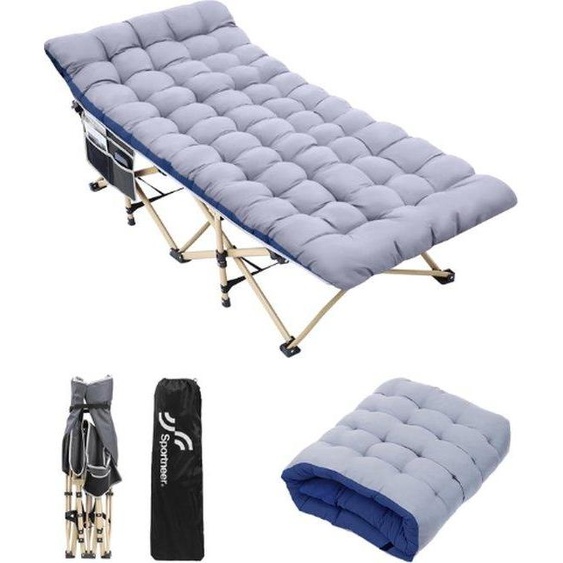 Lit de camping confortable avec matelas intégré - Noir