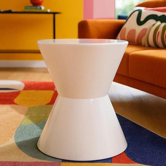 Fanamaba - Table Basse, 47x59x47h cm Blanc, Forme Ronde