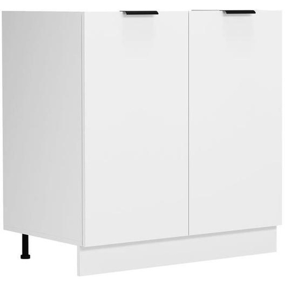 Fasola meuble bas de cuisine pour évier 80 cm 2 portes blanc.
