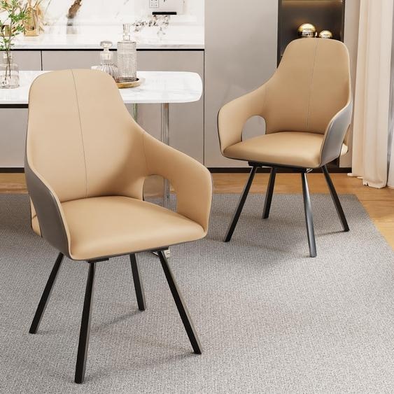 FATIVO lot de 2 chaises pivotantes de salle à manger Chaise de salle à manger Chaise de salon Chaise de cuisine Dossier Chaises Cuir Chaise rembourrée jusquà 150kg