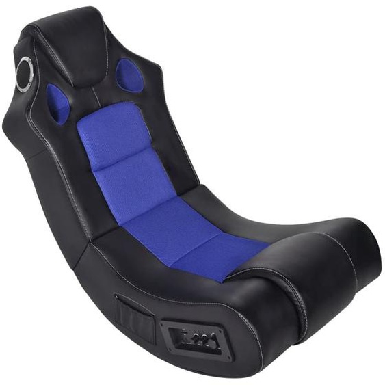 Fauteuil à bascule à enceinte Noir et bleu Similicuir