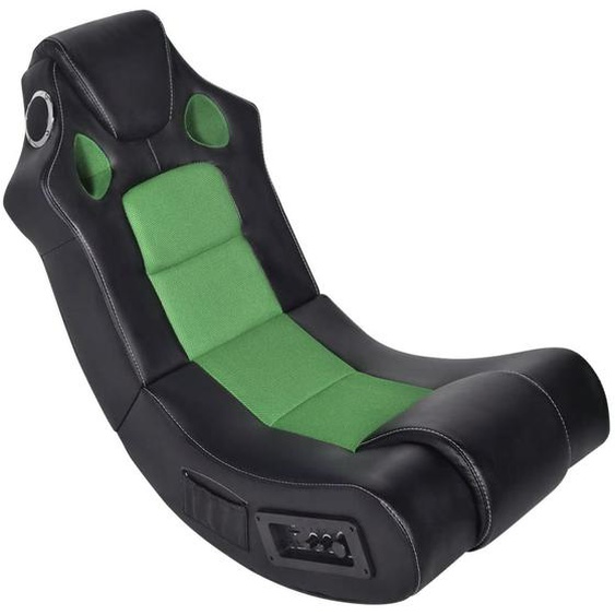 Fauteuil à bascule à enceinte Noir et vert Similicuir