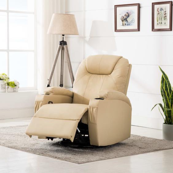 Fauteuil à bascule de massage Crème Similicuir