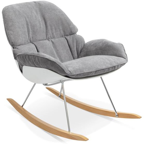 Fauteuil à bascule design CHILY gris clair en tissu