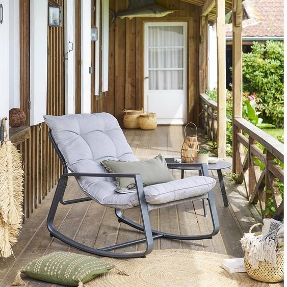 Fauteuil à bascule FELINIO Gris Acier traité époxy, Traitement antirouille renforcé Hespéride