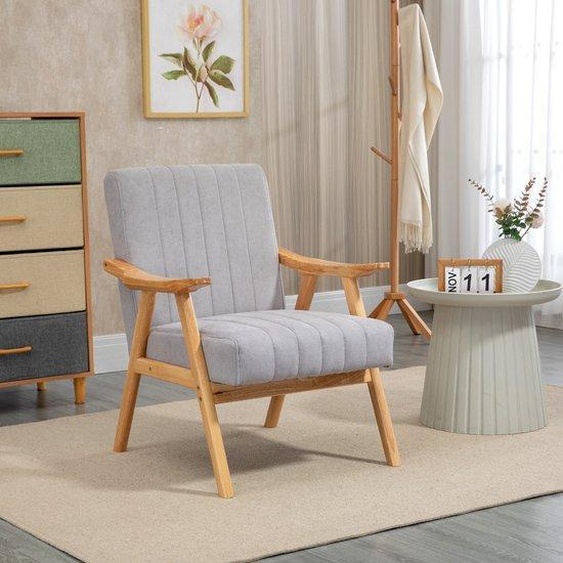 Fauteuil à bascule - Gris clair - Style scandinave - Pieds en caoutchouc - Revêtement en cuir