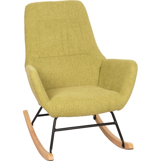 Fauteuil à bascule HWC-N13, Fauteuil relax à bascule Fauteuil TV, bois massif métal tissu/textile 320g/m² ~ vert