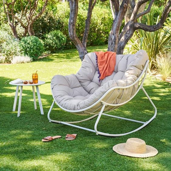 Fauteuil à bascule PAOPAO Argile Acier traité époxy, Traitement anti-rouille renforcé, Polyester Hespéride