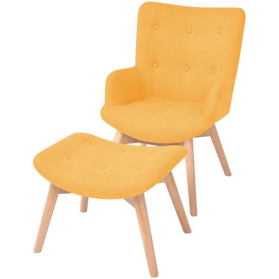 Fauteuil avec repose-pied Jaune Tissu