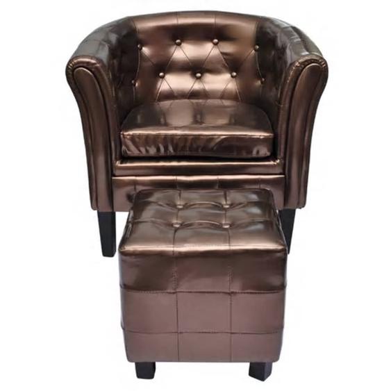 Fauteuil avec repose-pied Marron Similicuir