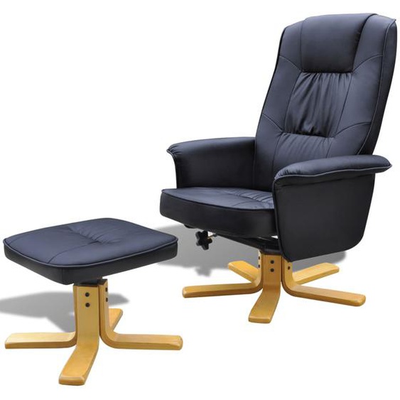 Fauteuil avec repose-pied Noir Similicuir