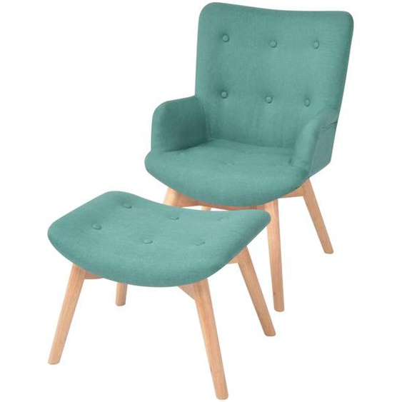 Fauteuil avec repose-pied Vert Tissu