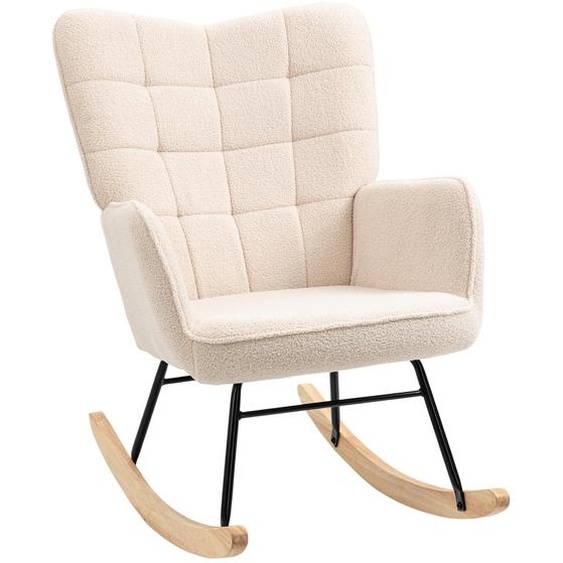 Fauteuil  bascule rocking chair revºtement effet laine boucle, structure en acier 71 x 98 x 101 cm beige