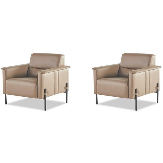 Fauteuil beige Ensemble de sièges Fauteuil polyvalent Moderne Cuir Acier inoxydable