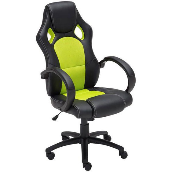Fauteuil chaise de bureau confortable hauteur réglable en PU vert BUR10162