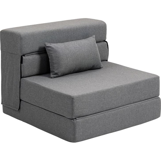 Fauteuil convertible 1 place fauteuil lit pliant, coussin inclus, pour invits, salon, petit espace, charge 120 kg, gris