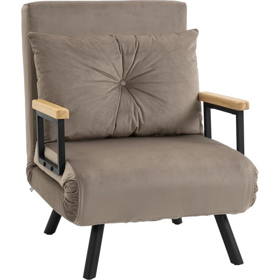 Fauteuil convertible Fortuna Lai, 63 x 73 x 81 cm, avec dossier réglable en cinq positions, peu encombrant, robuste, aspect velours, marron clair